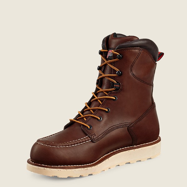 Red Wing Work Boots Burgundy - Red Wing Mens Traction Tred - 8-inch Waterproof Soft Toe - CLKOI-5970